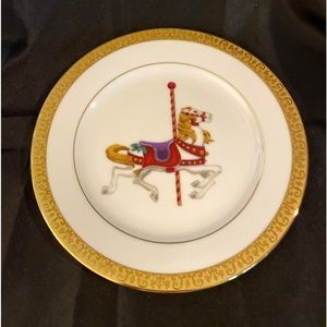 Gold Buffet Royal Gallery 8.5” Plate Carousel Horse Red Purple Yellow